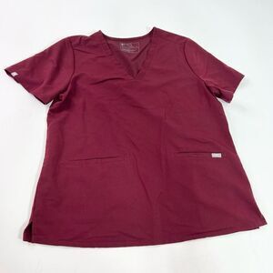 Figs Collection Casma Scrub Top Womens XL Burgundy V-Neck Medical Pullover